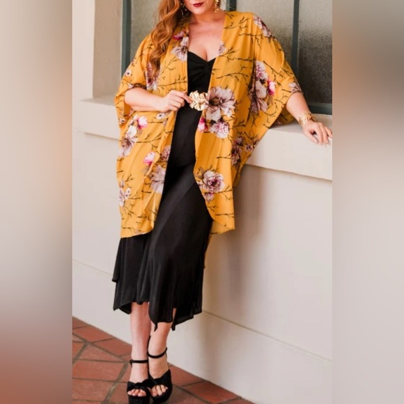 I JOAH Premium Floral Kimono Cover Up Top Open Front Cardigan M - Picture 1 of 8